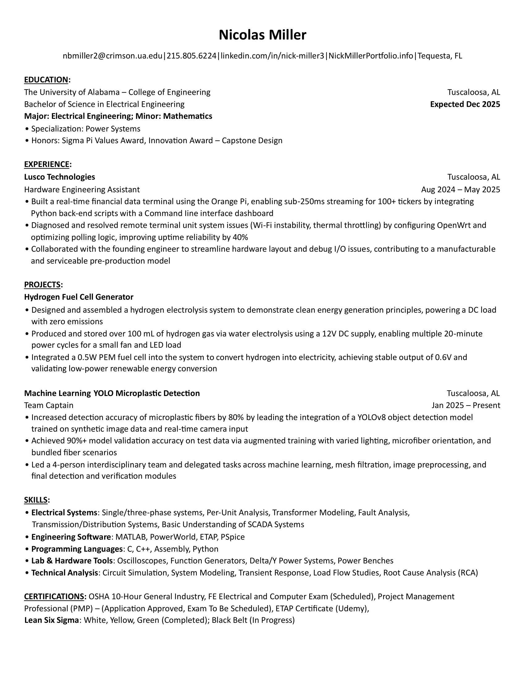 Resume of Nick Miller